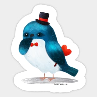 Tree swallow bird with a heart and a hat Sticker